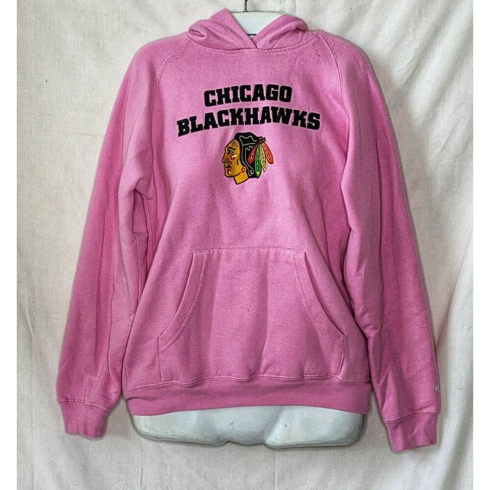 Reebok NHL Chicago Blackhawks Hockey Hoodie Youth Size 16 XL Pink Cotton Blend